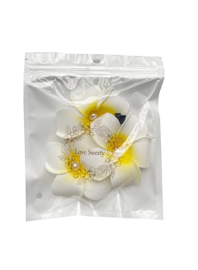 لوف سويتي مشابك شعر من 3 قطع من Love Sweety على شكل زهرة بلوميريا هاوايية من Galsang لحفلات الشاطئ (1#P أبيض) - Image 5