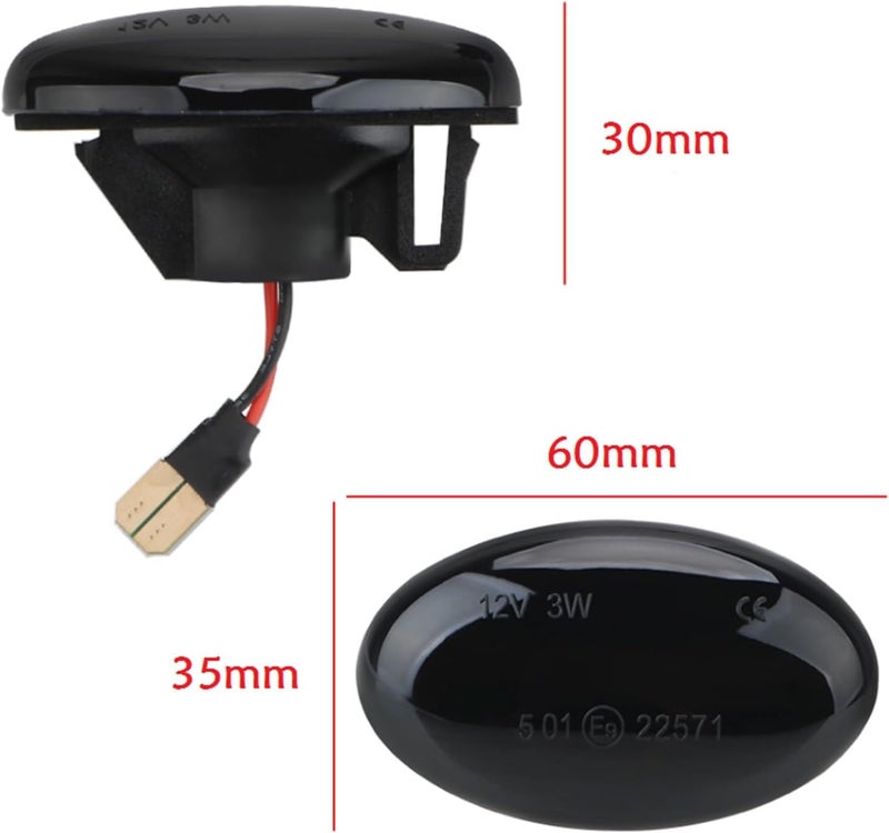 QASULER Dynamic Amber Side Marker Turn Signal Light - Image 2