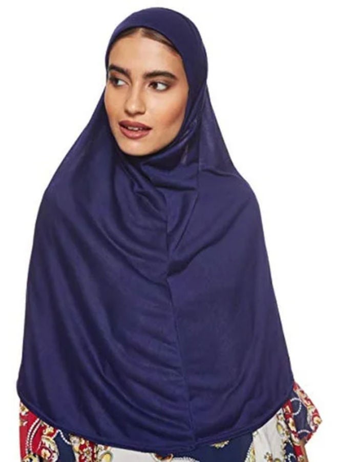 SHOPI Solid Cotton Hijab Navy Blue - Image 2