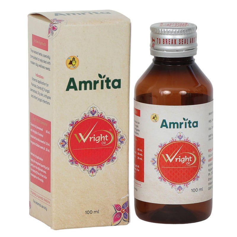 Amrita Wright Oil | 100 ml | (W) right Remedy for Skin Problems | Active Ayurveda - Image 1