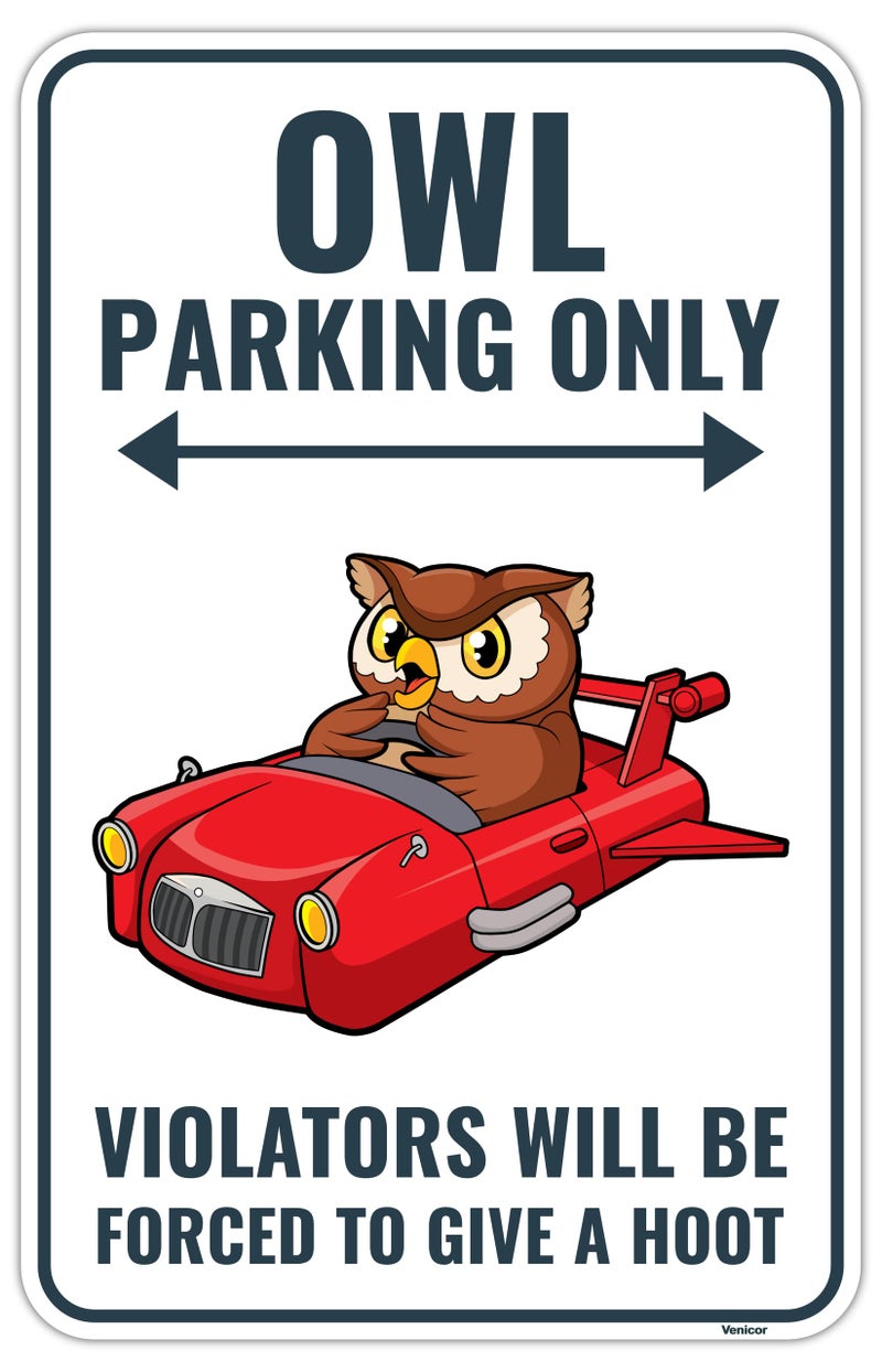 Venicor Owl Sign Decor - 9 x 14 Inches - Aluminum - Cute Owl Gifts for Women Lovers Men Kids - Image 1