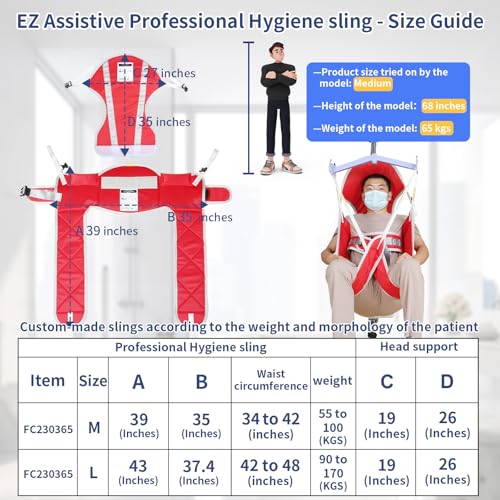 EZ Assistive Patient Lift Sling, Medical Commode Patient Lift Aid Transfer Sling for Elderly Shower Bath, Patient Lifts for Home use,Divided Toileting Sling, 500lbs (Large-Sling Without Head Support) - Image 4