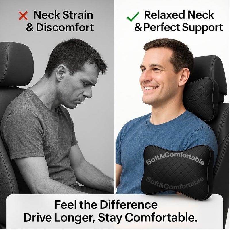 AUTOUNIKO Velvet Soft car Neck Pillow for Travel, Travel Micro Fiber Rest Pillow/Cushion Set of Pillows Compatible with All Cars - Pack of 2 Pieces (Black Pillow q) - Image 5