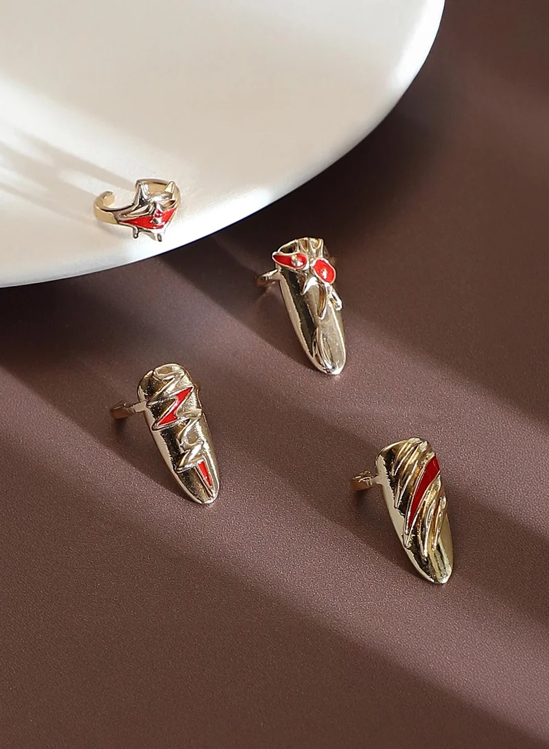 SOHI SOHI Women The Wonder-Woman Nail Ring Set | California  Colour | One-Size | Metallic Alloy Material | Adjustable Closure | Ring For Casual & Evening Wear