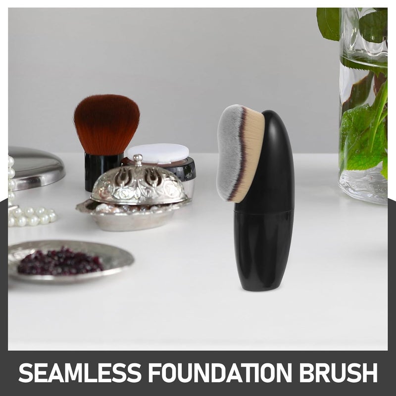 Dense Foundation Powder Brush Cream Blush and Setting Powder Makeup Brush Black Portable for Women and Travel - Image 3