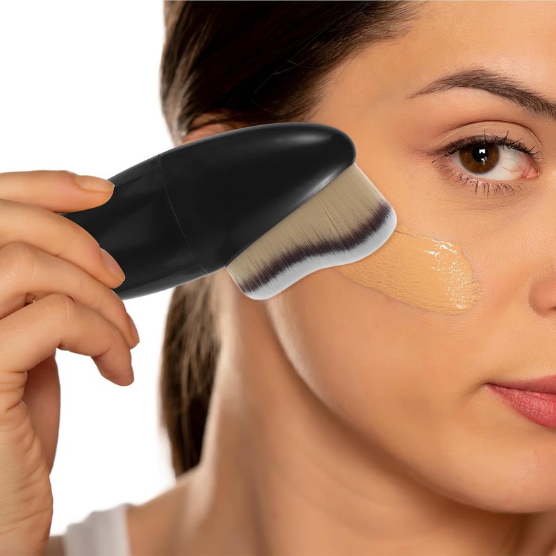 Dense Foundation Powder Brush Cream Blush and Setting Powder Makeup Brush Black Portable for Women and Travel - Image 5