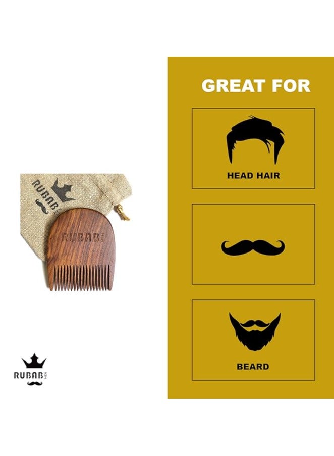 RUBAB MEN Premium Beard Brush & Beard Comb Combo Kit of 2 for Men | Nylon Bristles Beard Brush & Classic Wooden Beard Comb | Also Comes with Cool Carry Pouch | Made in India - Image 3