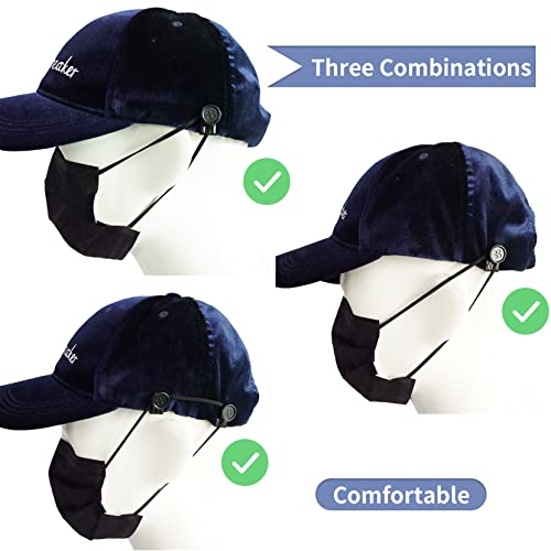 KUNN Mask Button, Metal Movable No Sew Button End Suspenders Clips For Pants/Suspenders//Hats,Mask Earloop Ear Relief(Black, 5) - Image 4