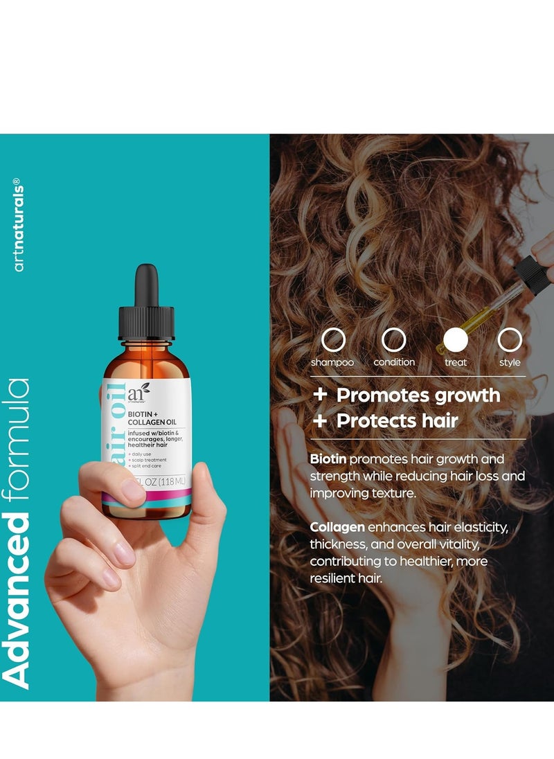 artnaturals artnaturals Biotin Collagen Hair Oil 4.0oz - Growth Promoting Volumizing Formula - Reduce Hair Loss, Strengthens and Nourishes Hair - Controls Frizz & Improves Manageability  - Image 3