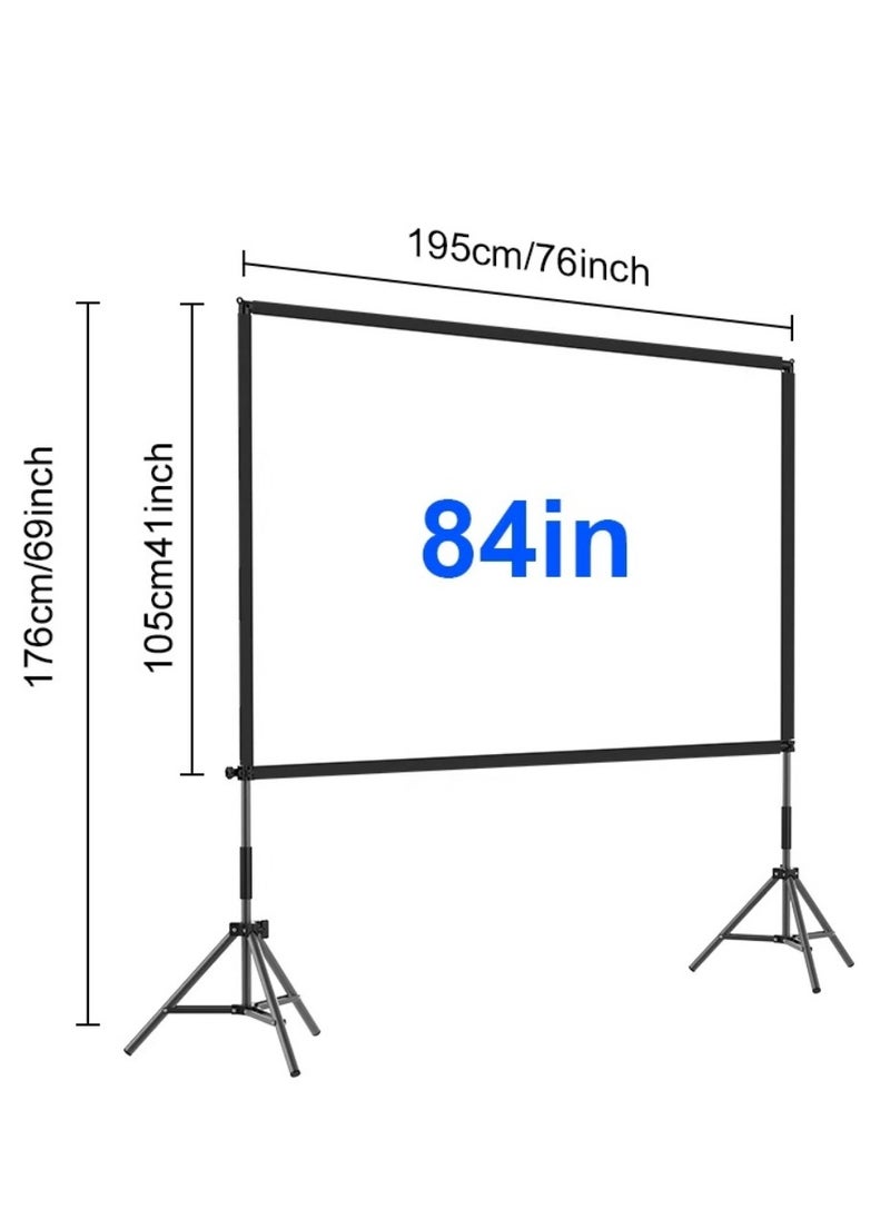 FlashHawk Projector Screen with Stand -84 inch 16:9 4K HD Portable Outdoor Indoor Projector Screen Rear Front Projection Screen Lightweight Movie Screen with Four-Legged Frame Carry Bag for Home Theater  - Image 2