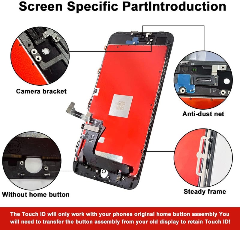 EFAITHFIX Store for iPhone 8 Plus LCD Screen Replacement Black 5.5 Inch Frame Assembly LCD Display 3D Touch Screen Digitizer with Repair Tools Kit Tempered Glass Screen Protector for A1864, A1897, A1898 - Image 2