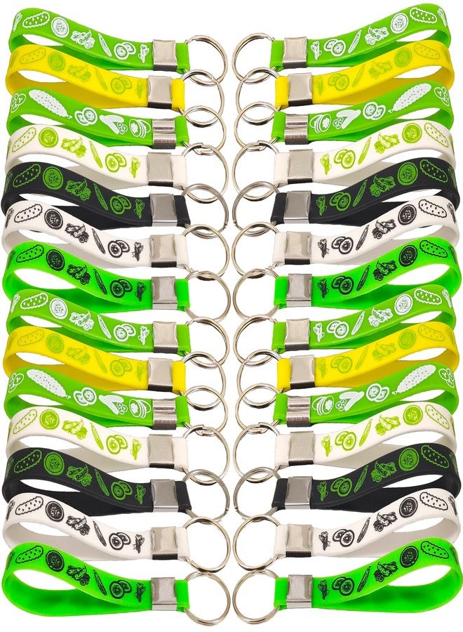 كوبا بلاي مجموعة سلاسل مفاتيح مطاطية على شكل مخلل من CupaPlay، 24 قطعة - سلاسل مفاتيح سيليكون لطيفة على شكل مخلل معلب، مثالية لحفلات أعياد الميلاد. - Image 1