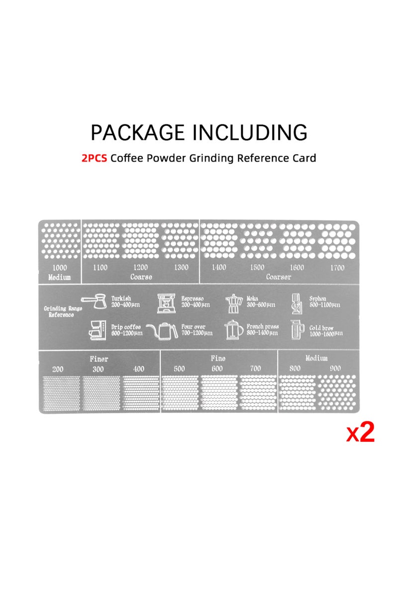 2PCS Coffee Reference Card Metal Coffee Measuring Stick Tools Coffee Size Ruler Grinder Accessory