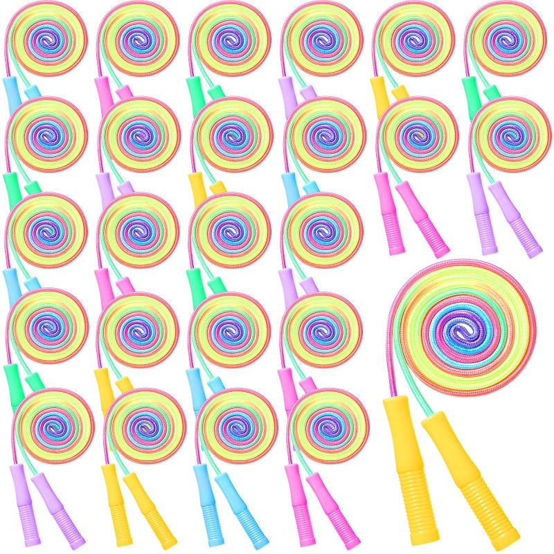 PullCrease 24 pcs Jump Rope Bulk 722 ft Adjustable Gradient Rainbow Color Skipping Rope Outdoor Exercise Fitness Equipment for Playground Activities Set - Image 2