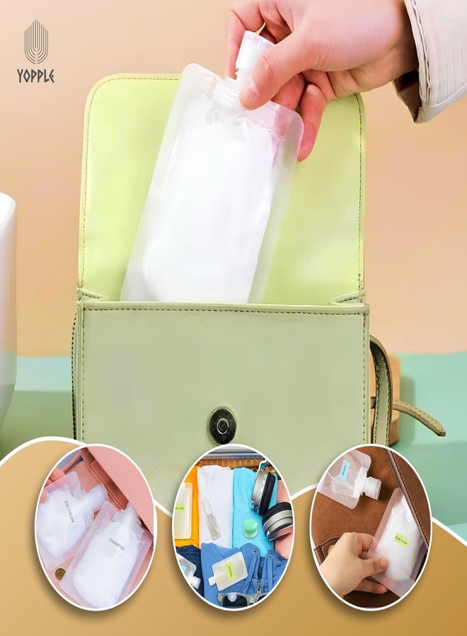 Yopple Travel Size Refillable Squeeze Pouches with Funnel, Leakproof Toiletry Bags for Shampoo, Lotion, Hand Wash, Cream & Liquid Cosmetics, Portable Transparent Travel Containers (100ml) (15) - Image 3
