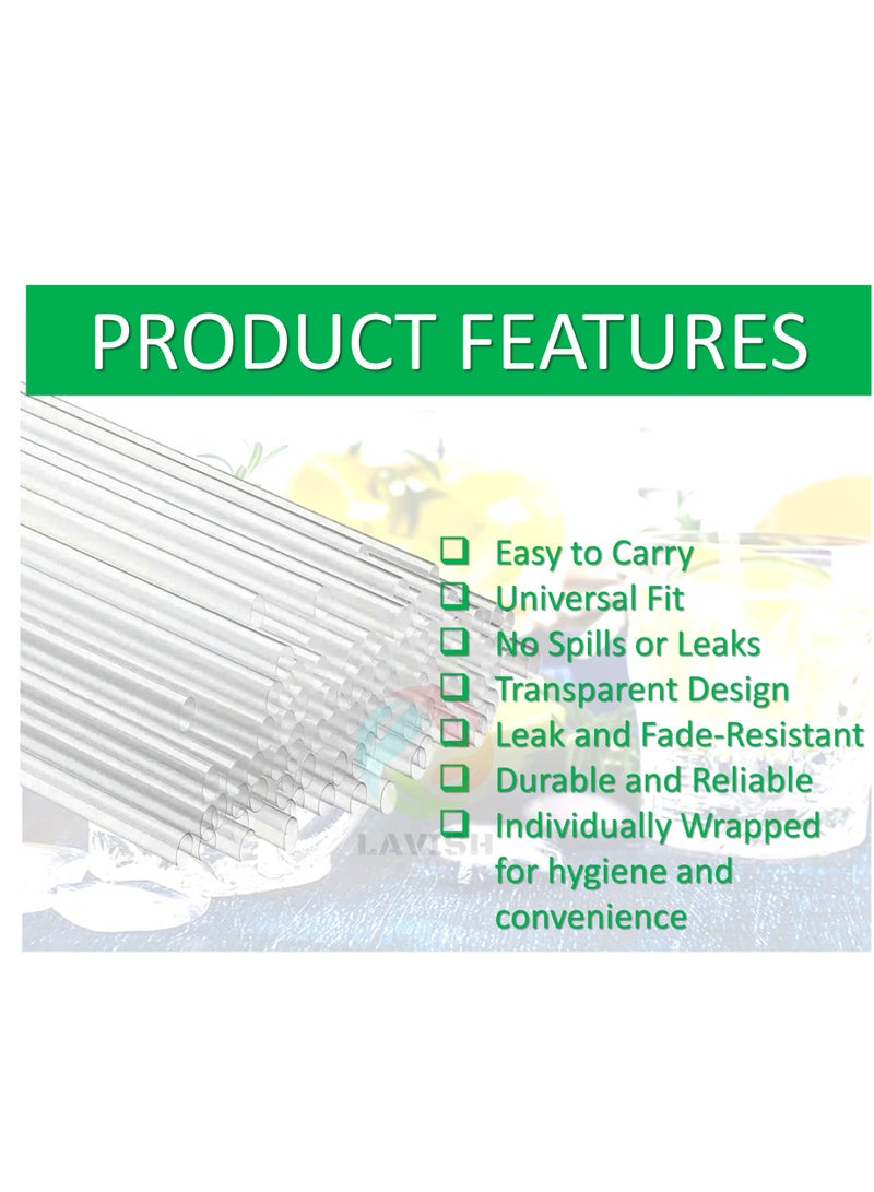لافيش ٢٥٠ ماصة شرب بلاستيكية شفافة طويلة للاستخدام مرة واحدة، ٢٤ سم | ماصات مغلفة بشكل فردي | طويلة جدًا للعصائر والحليب والعصائر المخفوقة والحفلات | صحية ومريحة للاستخدام اليومي - Image 4