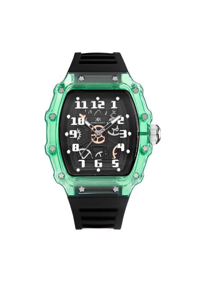 KENNETH SCOTT Men's Analog Display Watch With Black Silicone Strap - K25009-ZSBB  - Image 1