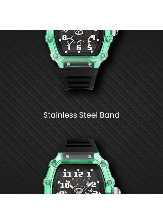 KENNETH SCOTT - Men's Analog Display Watch With Black Silicone Strap - K25009-ZSBB - Image 1