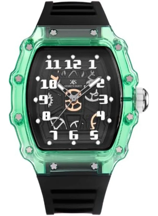 KENNETH SCOTT Kenneth Scott Men's Watch, Analog Display and Silicone Strap - K25009-ZSBB, Black