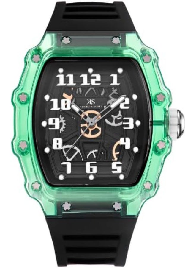 Kenneth Scott Men's Watch, Analog Display and Silicone Strap - K25009-ZSBB, Black - Image 1