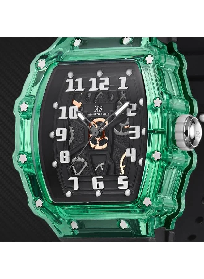 KENNETH SCOTT Kenneth Scott Men's Watch, Analog Display and Silicone Strap - K25009-ZSBB, Black