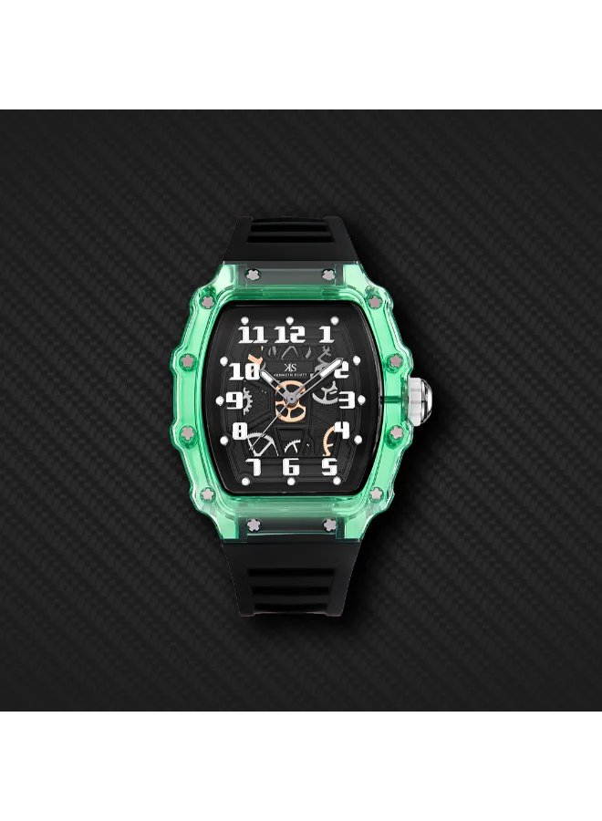 KENNETH SCOTT Black Kenneth Scott Men's Watch, Analog Display and Silicone Strap - K25009-ZSBB, Black for Men | Best Price UAE