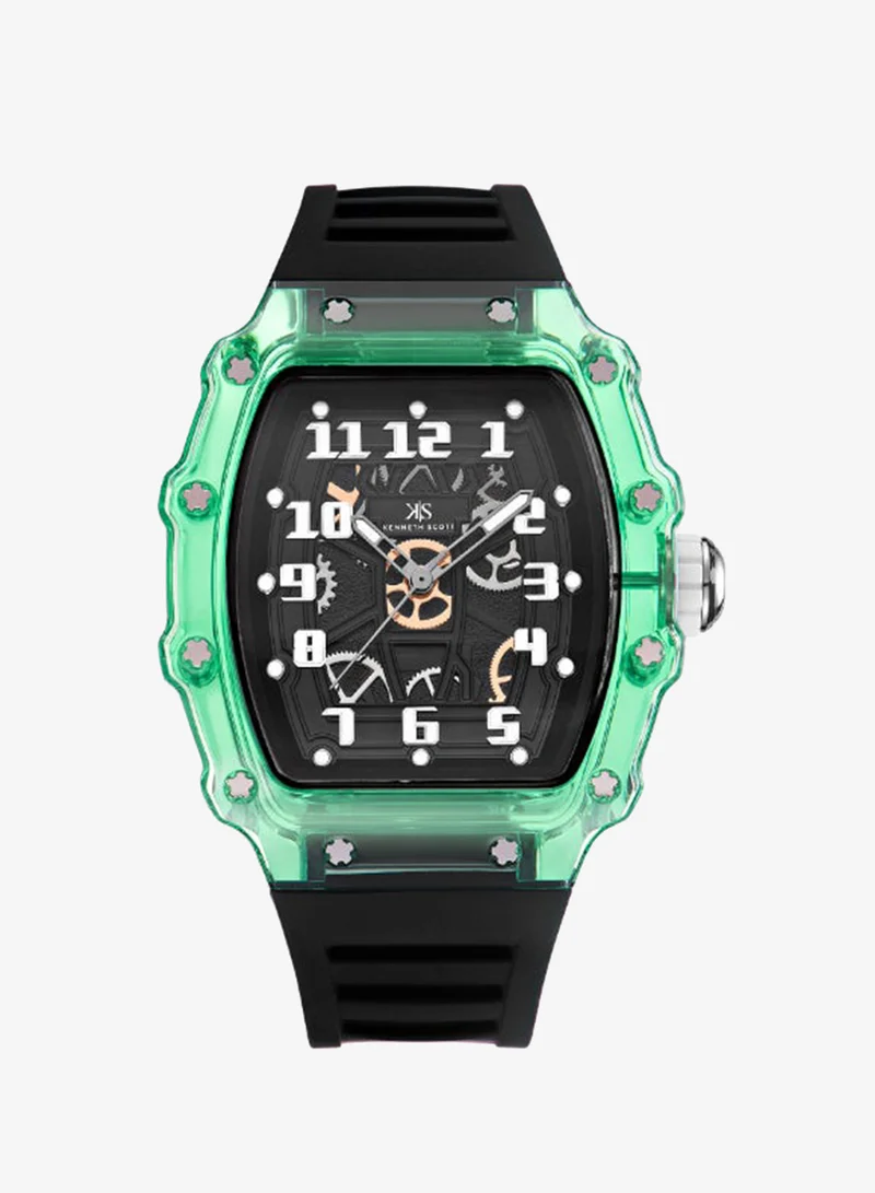 KENNETH SCOTT Kenneth Scott Men's Watch, Analog Display and Silicone Strap - K25009-ZSBB, Black