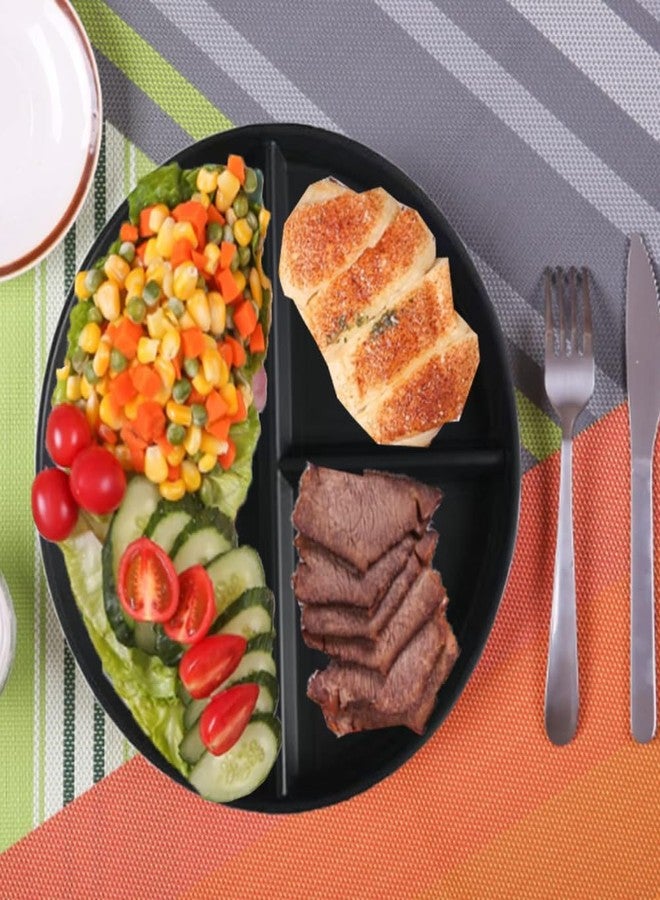 LRUUIDDE (5 Pack) Portion Control Plate for Balanced Eating, 9" Unbreakable Divided Plates,3 Compartment Round Plates, Reusable Plastic Plates, BPA Free for Kids Adults Bariatric Diet (Black) - Image 4