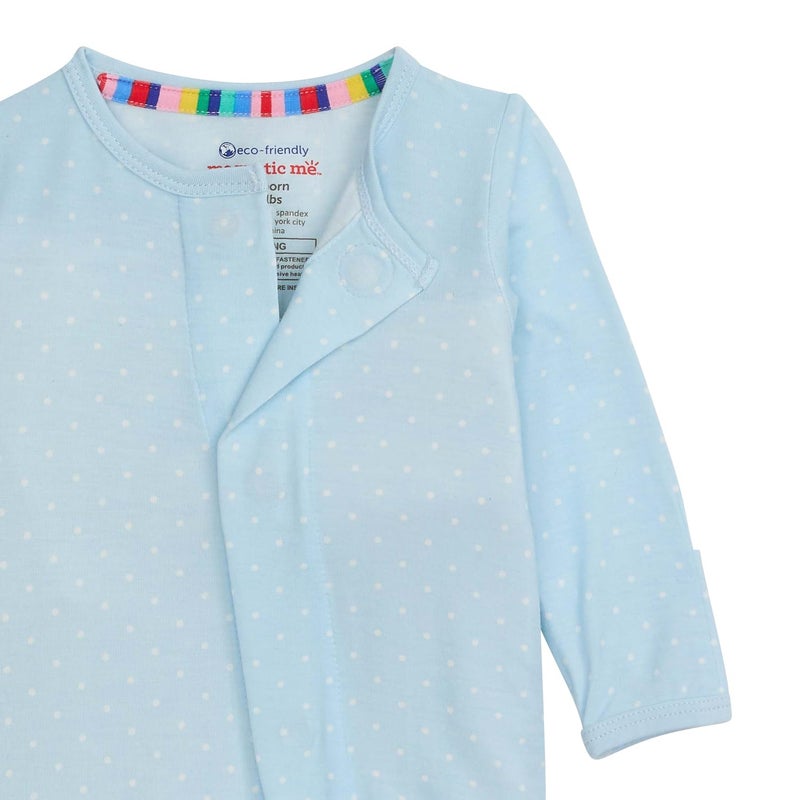 Magnetic Me Boys Modal Magnetic Baby Footie Pajamas | Silky Soft Modal Fabric | Pin Dot Blue | 6-9 Months - Image 2