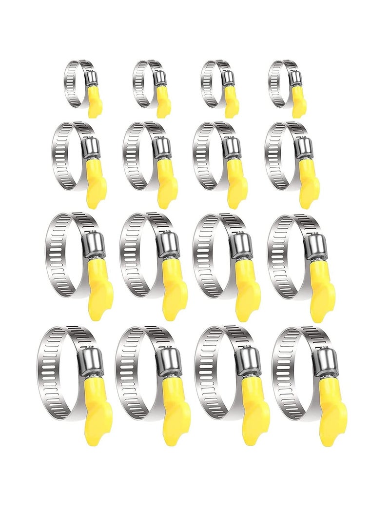 Stainless Steel Hose Clips Set, 16 PCS, 4 Sizes: 19/29/32/38 mm, for Securing Home Gas Flexible Connections - Image 1