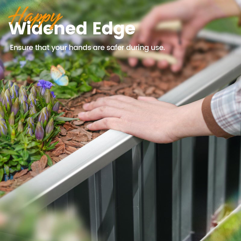 Kingbird KING BIRD Raised Garden Bed 68"x 36"x 12" Galvanized Steel Metal Outdoor Garden Planter Box Kit with 2 Pairs of Gloves (Dark Grey) - Image 4
