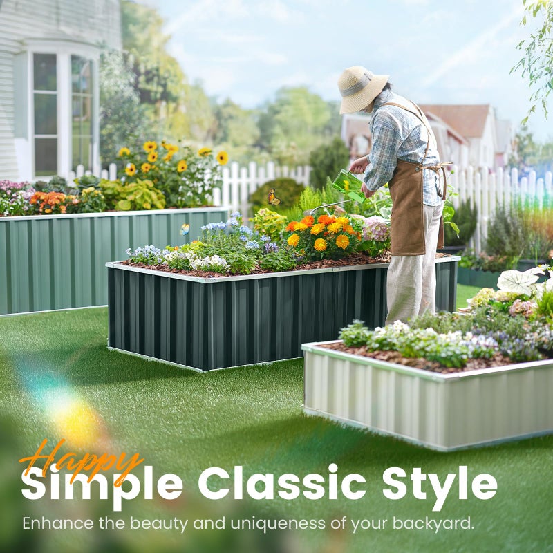 Kingbird KING BIRD Raised Garden Bed 68"x 36"x 12" Galvanized Steel Metal Outdoor Garden Planter Box Kit with 2 Pairs of Gloves (Dark Grey) - Image 3