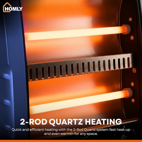 Homly Ritz 800 Watts Halogen Room Heater with Dual Heating Tubes | ISI Approved | Dual Heating Settings For 400W & 800 W | Cool Touch Shockproof Body with High Thermal Protection - Blue - Image 2