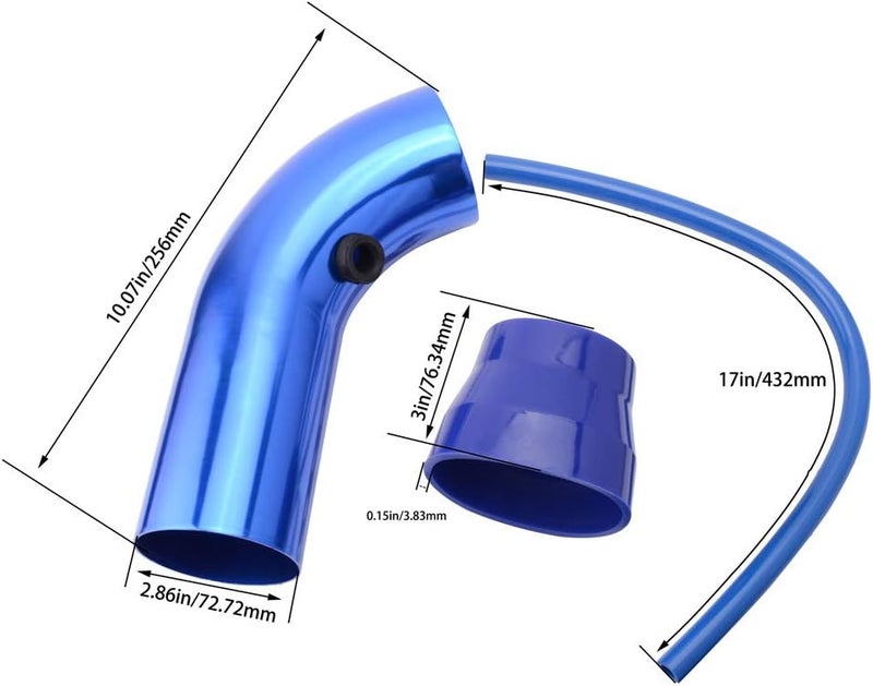 RASNONE 3 Inch Universal Cold Air Intake Kit, Aluminum Induction Flow Hose Pipe Kit with Air Filter (Blue) - Image 4