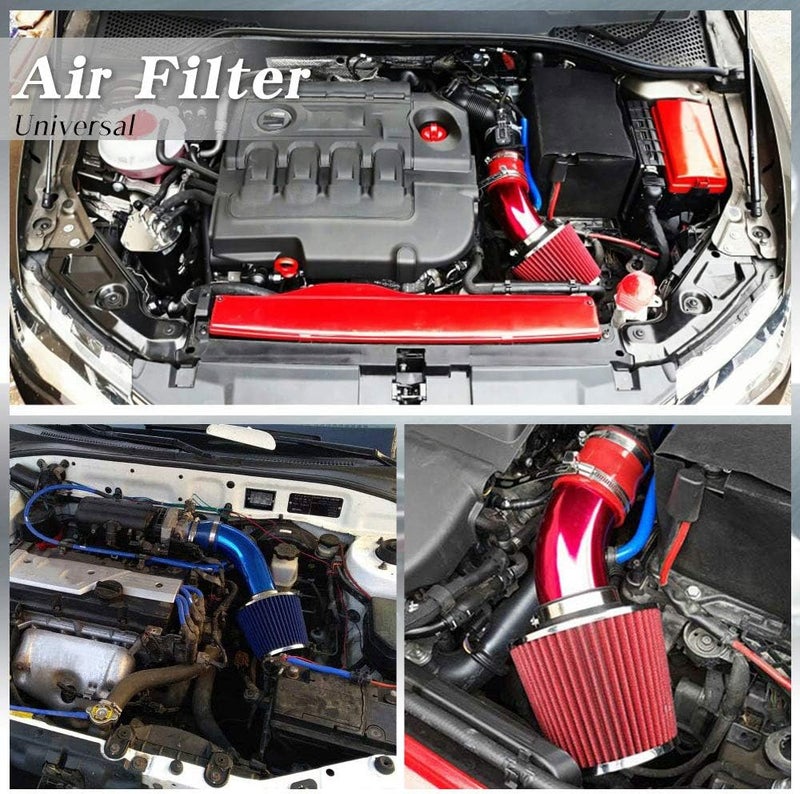 RASNONE 3 Inch Universal Cold Air Intake Kit, Aluminum Induction Flow Hose Pipe Kit with Air Filter (Blue) - Image 5