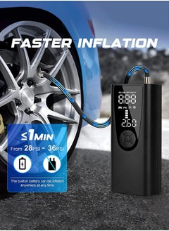 Joshberg Portable Air Compressor Tire Inflator Pump,150 PSI Electric Air Pump with LCD Dual Screen for Car,Motor,Bike,Ball,8000mAh,Black  - Image 2