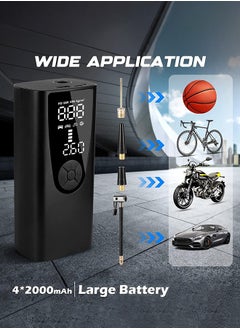 Joshberg Portable Air Compressor Tire Inflator Pump,150 PSI Electric Air Pump with LCD Dual Screen for Car,Motor,Bike,Ball,8000mAh,Black  - Image 4
