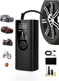 Joshberg Portable Air Compressor Tire Inflator Pump,150 PSI Electric Air Pump with LCD Dual Screen for Car,Motor,Bike,Ball,8000mAh,Black  - Image 1