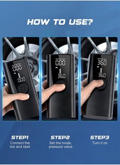 Joshberg Portable Air Compressor Tire Inflator Pump,150 PSI Electric Air Pump with LCD Dual Screen for Car,Motor,Bike,Ball,8000mAh,Black  - Image 3