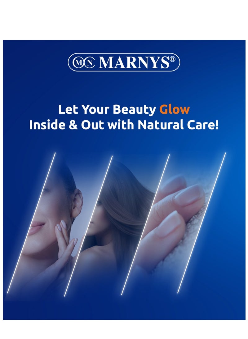 Marnys Beauty In & Out Capsules - Marine Collagen - Hair & Nail Strength - Biotin - Omega Oils - Skin Radiance - 30 Capsules - Buy one Get one Free - Image 4