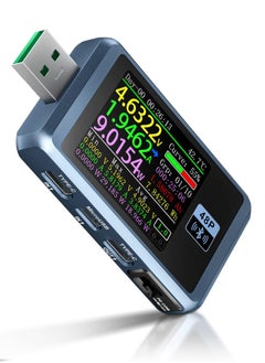 SYOSI Bluetooth-Enabled USB A&C Digital Multimeter, 4-24V USB Power and Voltage Display Meter LCD Display USB Tester Fast Charge Detection USB Tester PD2.0/PD3.0,QC2.0/QC3.0, CNC Metal Shell  - Image 1