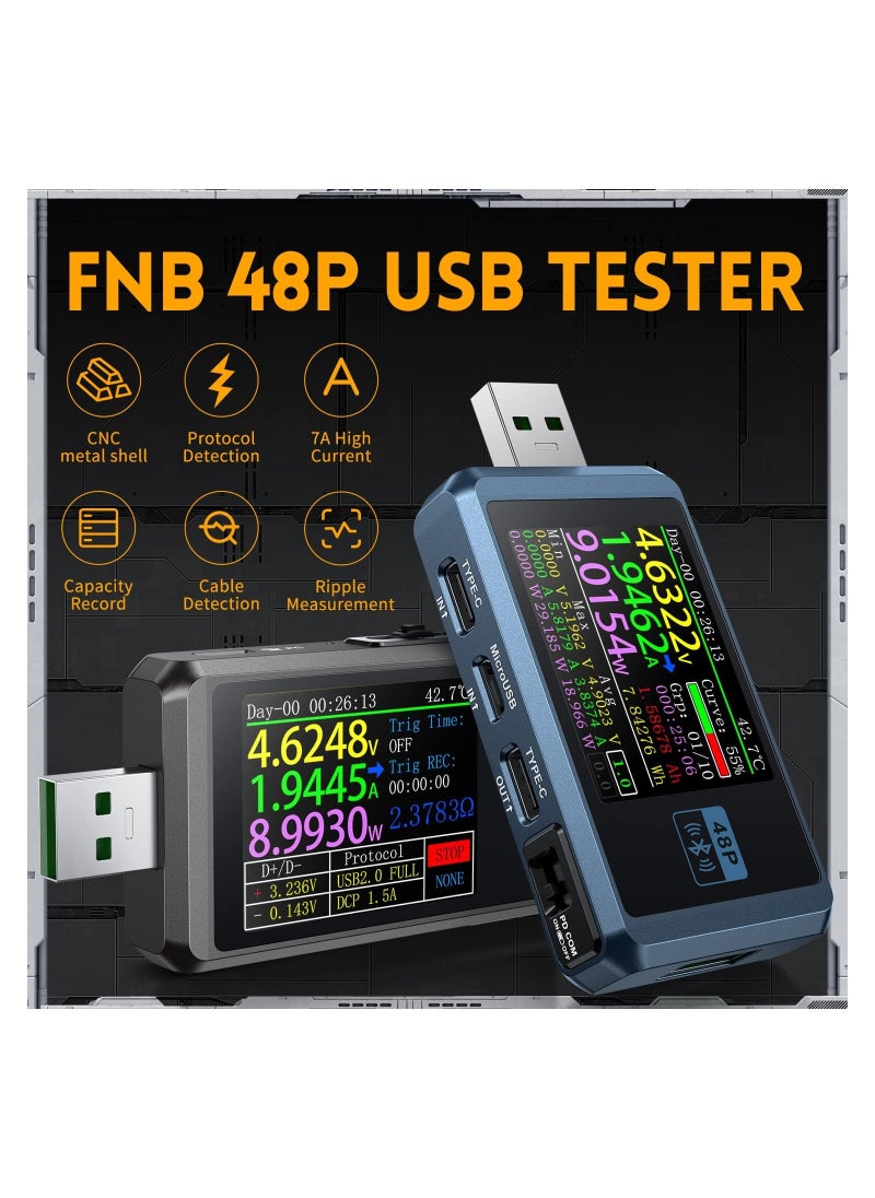 SYOSI - Bluetooth-Enabled USB A&C Digital Multimeter, 4-24V USB Power and Voltage Display Meter LCD Display USB Tester Fast Charge Detection USB Tester PD2.0/PD3.0,QC2.0/QC3.0, CNC Metal Shell - Image 1