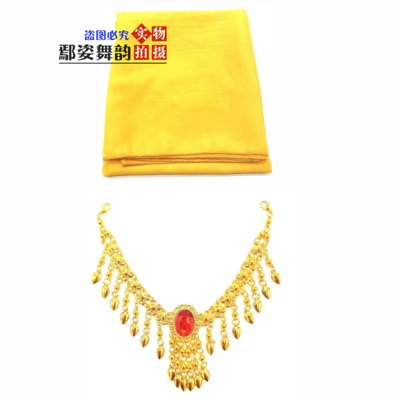 New Children'S Indian Dance Performance Clothing Accessories Children'S Belly Dance Head Scarf Headwear Earrings Bracelet Necklace - Image 1