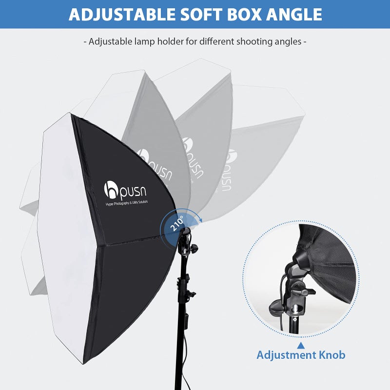HPUSN Softbox Photography Lighting Kit 30"X30" Professional Continuous Lighting System Photo Studio Equipment with 2pcs E27 Socket 5400K Bulbs for Portraits Advertising Shooting YouTube Video - Image 3