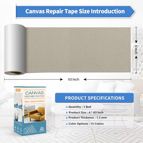 KING MOUNTAIN Canvas Repair Tape,Outdoor Gear Patch, 4×63 Inches,Waterproof,Self-Adhesive for Repairing Boat Covers,Sun Shades,Sofas,Tents,Lounge Chairs,Awnings (Grey2.0) - Image 4