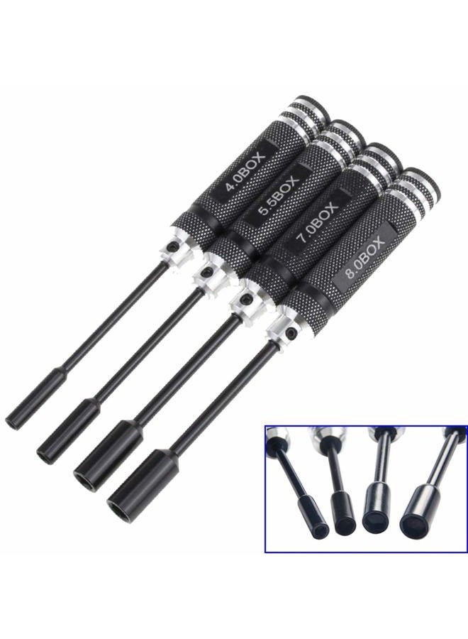Share Goo 4PCS Hex Nut Key Socket,RC Repair Tools 4.0 5.5 7.0 8.0mm Spanner Box,Flat Head Screwdrivers Screw Drivers Wrench for RC Hobby Car Truck Truggy Boat Airplane - Image 1