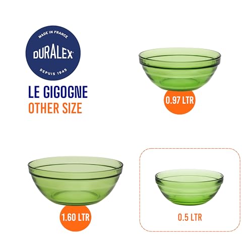 Duralex® Le Gigogne Green Bowl, Set of 2 Glass Mixing & Serving Bowls, Oven & Microwave Safe Bowls (500ML) - Image 5