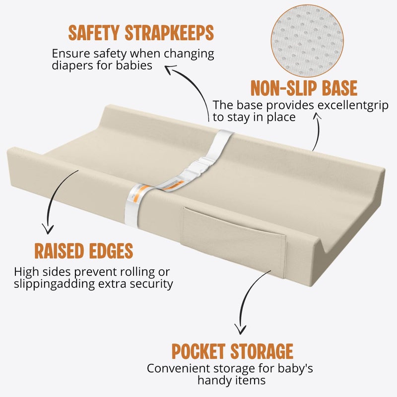 JVEOO Vegan Leather Baby Changing Pad, Waterproof & Wipeable Soft Diaper Changing Mat 32â€œ x 16.6" Comfortable Infant Changing Station for Dresser & Table - Image 4