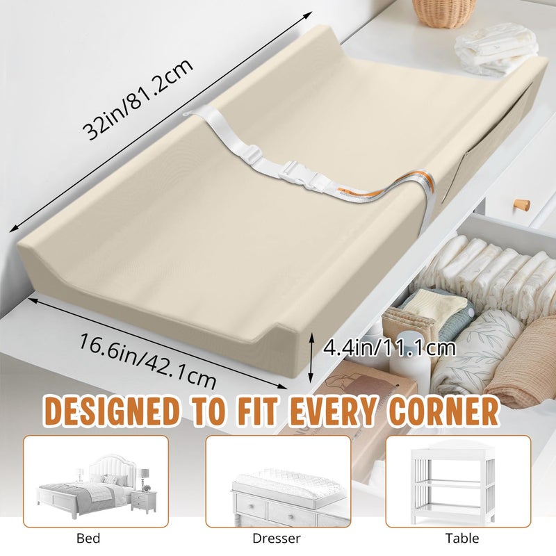 JVEOO Vegan Leather Baby Changing Pad, Waterproof & Wipeable Soft Diaper Changing Mat 32â€œ x 16.6" Comfortable Infant Changing Station for Dresser & Table - Image 3