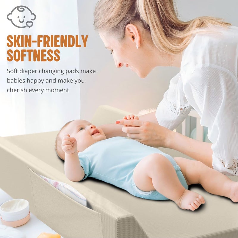 JVEOO Vegan Leather Baby Changing Pad, Waterproof & Wipeable Soft Diaper Changing Mat 32â€œ x 16.6" Comfortable Infant Changing Station for Dresser & Table - Image 5